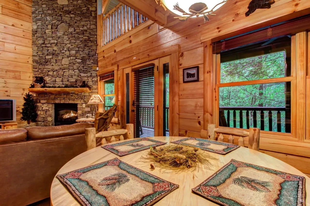 8611 cabin fireplace